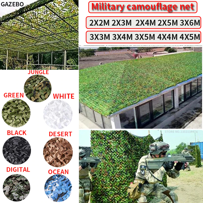 Cheap Goat Tents Military camouflage net, camouflage net, hunting and forest training, car cover, awning tent, camping awning, blue green beige   